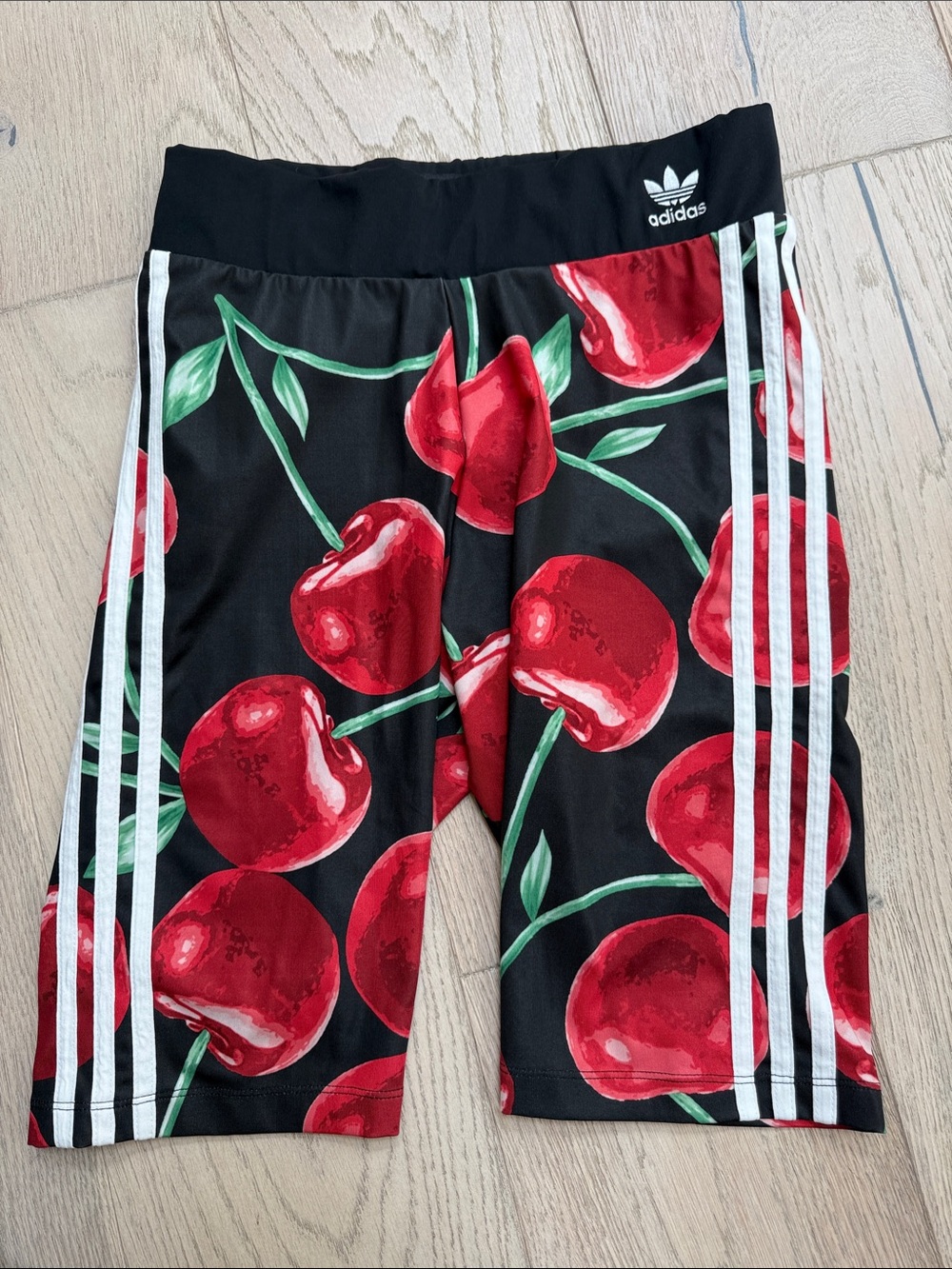 HER Studio London adidas Cycling Bike Shorts with Red Cherry Print size M